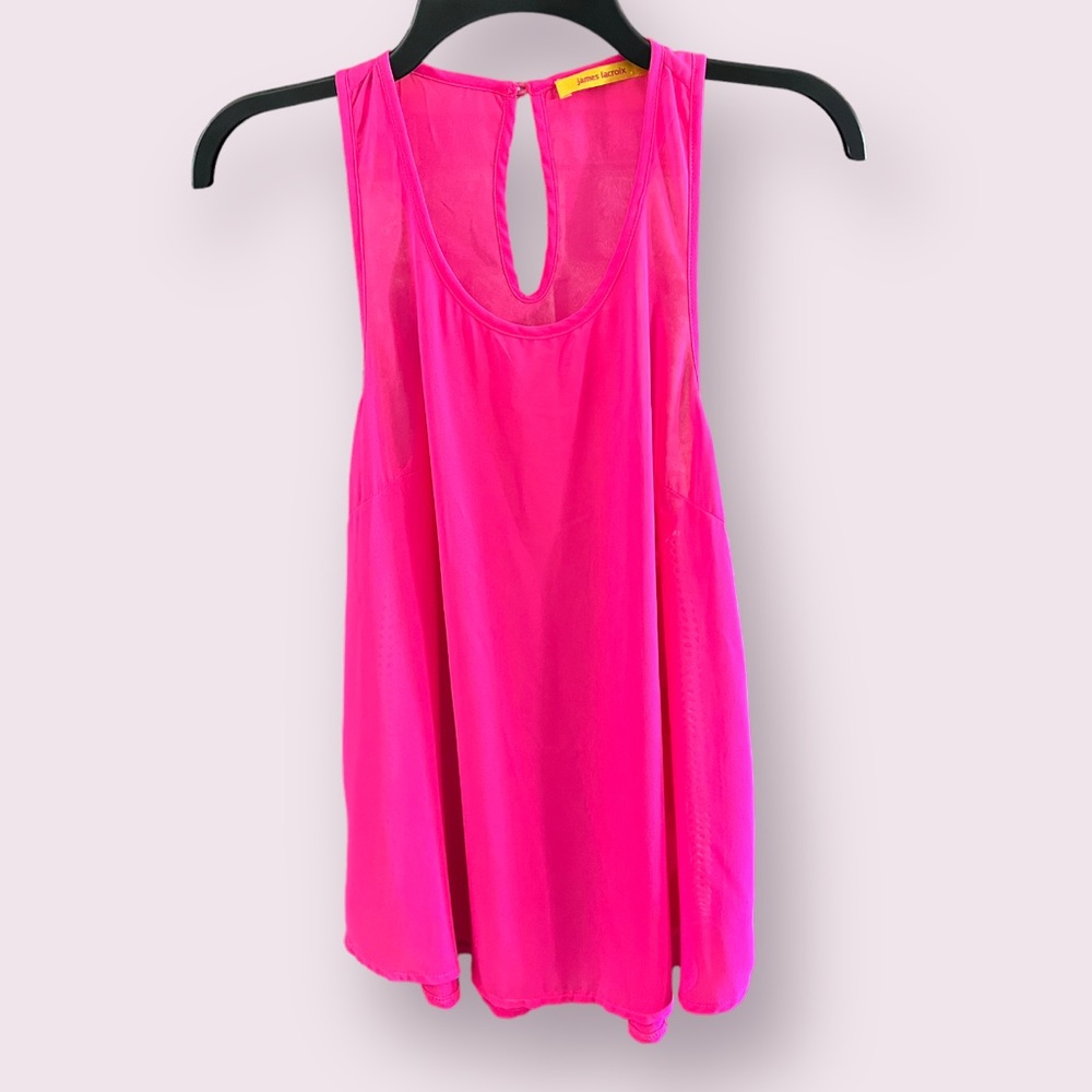 James Lacroix neon pink sheer‎ tank size large
